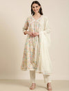 Women Cream Floral Kurta Set-UB-001-Cream