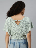 Women's Printed Green Top-AE-10180-Greennavyblue