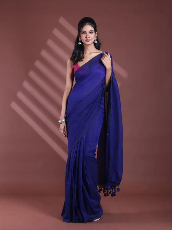 Blue Pure Cotton Soft Saree With Sequined Work-MA59CT06510032