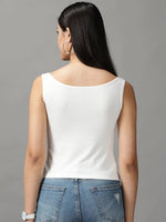 Women's White Solid Crop Top-AE-10497-White