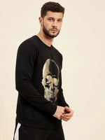 Men Black Skull Foil Print Sweatshirt