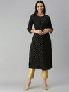 Women's Black Floral Straight Kurta-GW-2111-Blackgold