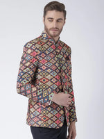 Hangup Men Standard Printed Men Formalwear-D475ButtonBlazer