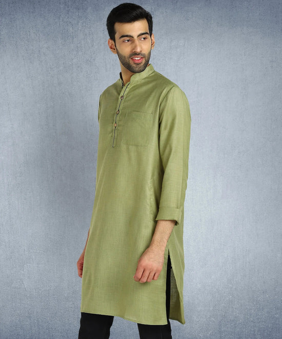 Hangup Men Standard Solid Men's Indian Wear-ST07932_Olv_RubyLKurta