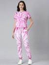 Women Pink Tie Dye Tracksuit-AF-1829-Pink