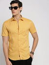 Men Yellow Spread Collar Micro Ditsy Shirt-ONISM-2053-Yellow