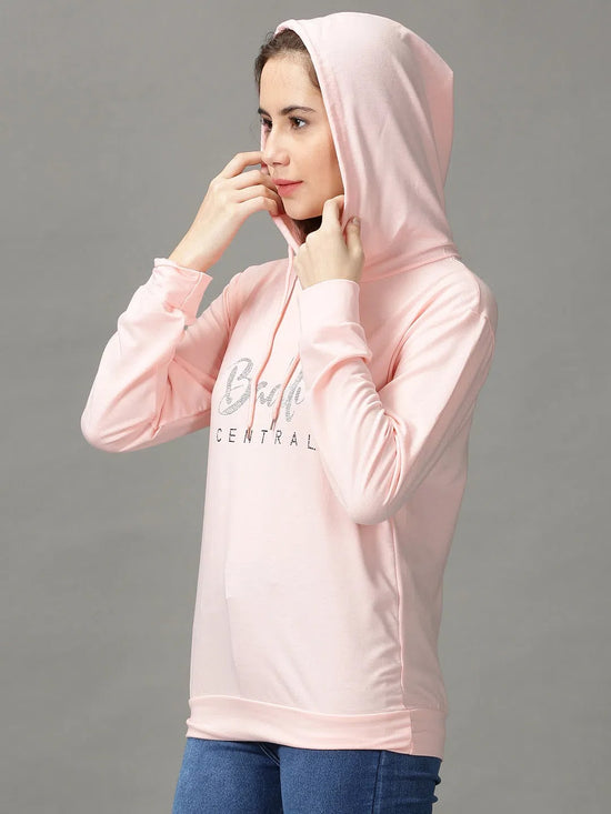 Women's Pink Solid Sweatshirt-ARN-08-Pink