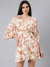 Women Rust Floral A-Line Dress-AE-15963-Rust