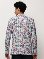 Men White Printed Casual Blazers-SOBLZ-082-18-White