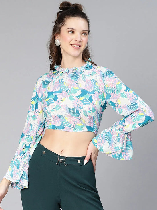 Brilliance Multicolored Floral Print Women Crop Top