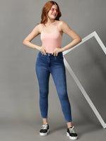 Women's Pink Solid Top-AE-10498-Peach