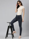 Women Grey Solid Straight Fit Denim Jeans-LT-022725-Grey