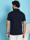 Venitian Men Double Mercerised 3 Pocket Cargo Navy Polo Neck T-Shirt for Men