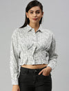 Women's White Printed Crop Top-AE-7041-Whiteblack