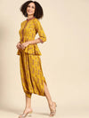 Peplum with dhoti Jumpsuit in Mustard Print