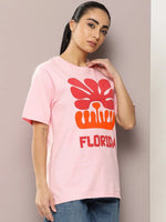 Dillinger Pink Graphic Oversized T-Shirt-WMNCR438PINK-XS