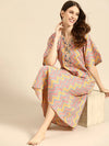 Kaftan Dress with pockets in Zig Zag Print