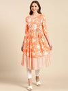 Women's Orange Printed Anarkali Kurta-KG-581-Orange