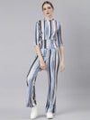 Women Blue Striped Tracksuit-AF-2054-Blue