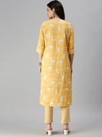 Women's Yellow Printed Kurta Sets-SKC3162-Yellow