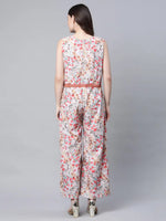 Women Floral Standard Pink Jumpsuits & Sets