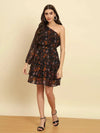 One Shoulder Printed Dress