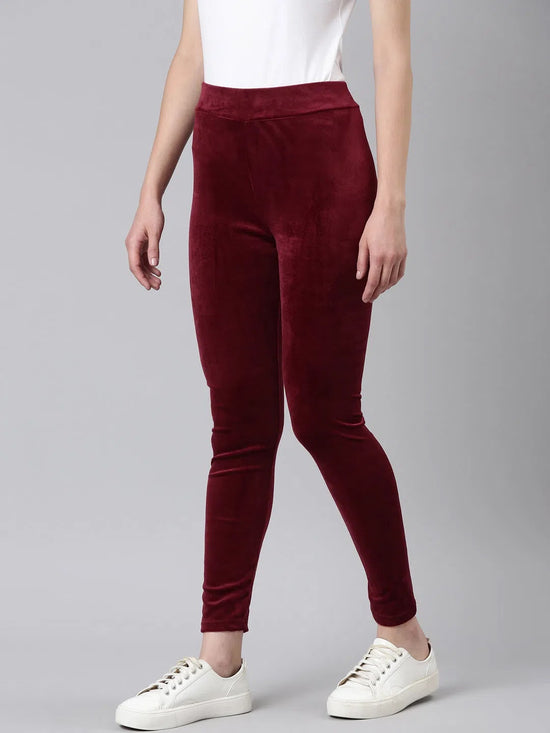 Women Magenta Solid Leggings-AN-71-Magenta