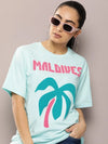 Dillinger Blue Graphic Oversized T-Shirt-WMNCR489PBL-XS