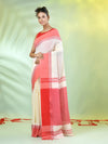 Off White Cotton Saree With Temple Borders-MA66CT43640011