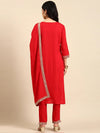 Women's Red Solid Kurta Set-RF-1870-Red