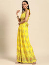 Crop Top with pleated palazzo in Yellow Print