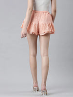 Women Peach Solid Flared Skirt-BEC-10-Peach