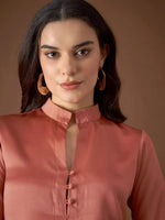 Box Pleat Shirt with pants in Rust Color