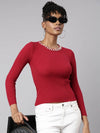 Women Maroon Solid Fitted Top-SNC-14-Maroon