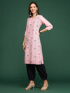 Women Pink Geometrical Straight Kurta-DF-1573-Pink