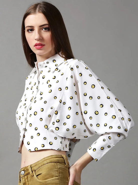 Women's White Printed Top-AE-10340-Offwhite