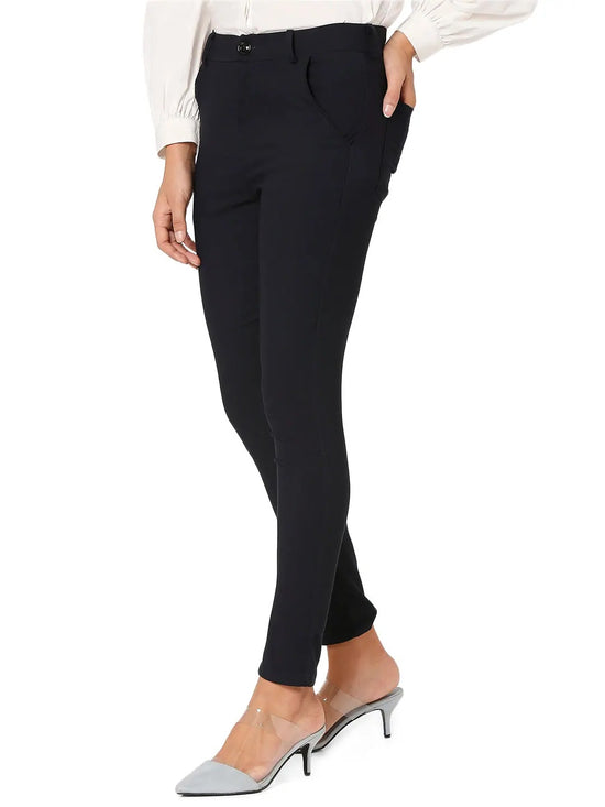 Smarty Pants Women's Cotton Lycra Ankle Length Blue Formal Trouser-SMPT-726B-S