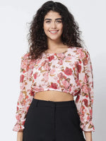 Pink Floral Crop Top