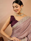 Saree Mall Women's Crepe Mauve Embellished Designer Saree With Blouse Piece-SRENIK2083B