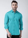 Hangup Men Slim Solid Shirts-CollarTurquoiseShirt