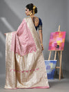 Rosewood Pink Katan Silk Banarasi Saree With Ethnic Motifs And Zari Woven Designs-MA52KA441380063