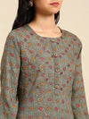 Women's Grey Printed Straight Kurta-GW-2470-Grey