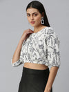 Women's Printed White Top-AE-10211-White