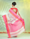 Off White Cotton Saree With Temple Borders-MA66CT43640016