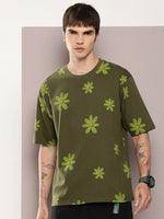 Dillinger Olive Graphic Oversized T-shirt-DLMOV246OGRN-S