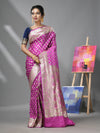 Periwinkle Katan Silk Banarasi Saree With Ethnic Motifs And Zari Woven Designs-MA52KA441380078