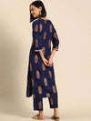 Kurta Pyajama with gota work in Navy Print