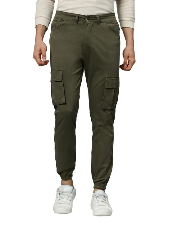 Ribbed Jogger Cargos with 6 pockets-Green