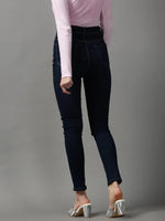 Women's Navy Blue Solid Skinny Fit Denim Jeans-GZ-5280-Navyblue