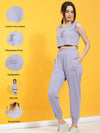 Rigo Printed Scoop Neck Crop Top & Joggers Co-Ord Set-WTRKST1029-L